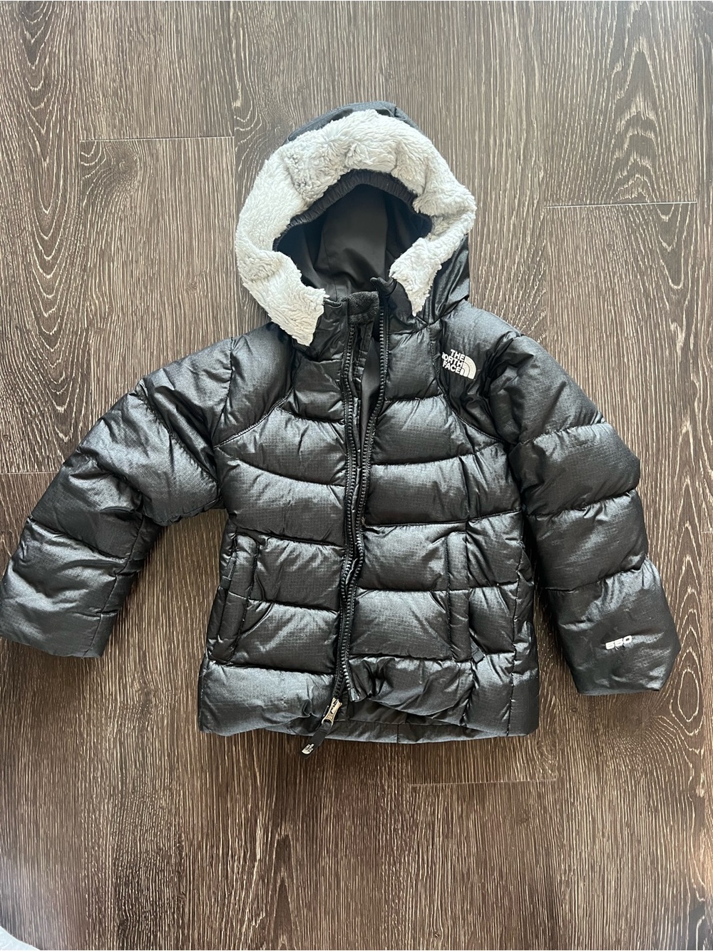The North Face Kids Black Puffer Jacket with Sherpa-Lined Hood